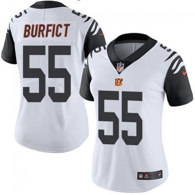 Women's Bengals #55 Vontaze Burfict White Stitched NFL Limited Rush Jersey