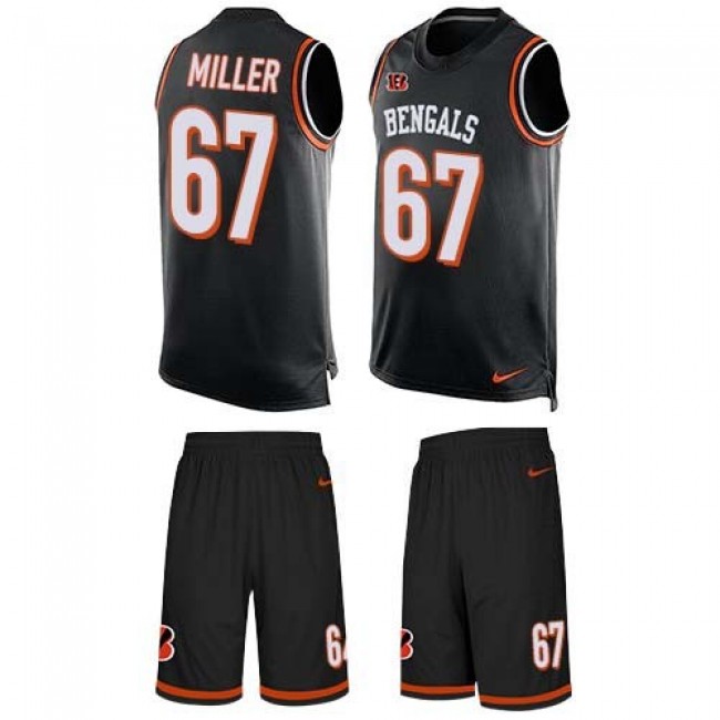 Nike Bengals #67 John Miller Black Team Color Men's Stitched NFL Limited Tank Top Suit Jersey