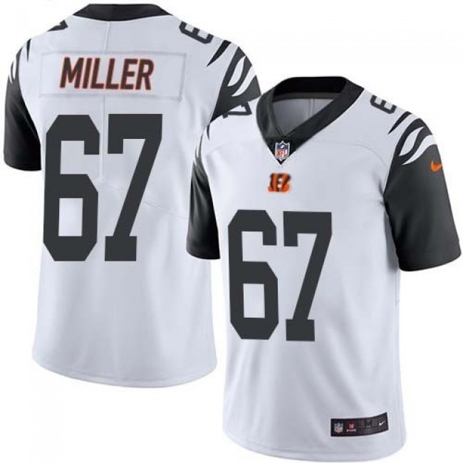 Nike Bengals #67 John Miller White Men's Stitched NFL Limited Rush Jersey