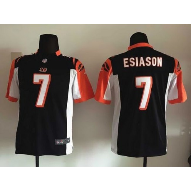 Cincinnati Bengals #7 Boomer Esiason Black Team Color Youth Stitched NFL Elite Jersey