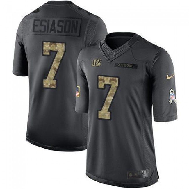 Cincinnati Bengals #7 Boomer Esiason Black Youth Stitched NFL Limited 2016 Salute to Service Jersey
