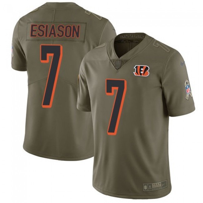 Nike Bengals #7 Boomer Esiason Olive Men's Stitched NFL Limited 2017 Salute To Service Jersey
