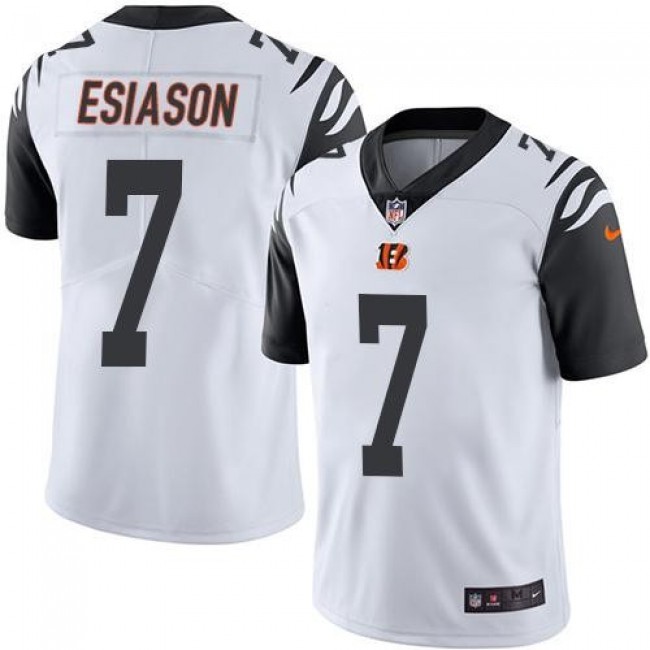 Nike Bengals #7 Boomer Esiason White Men's Stitched NFL Limited Rush Jersey