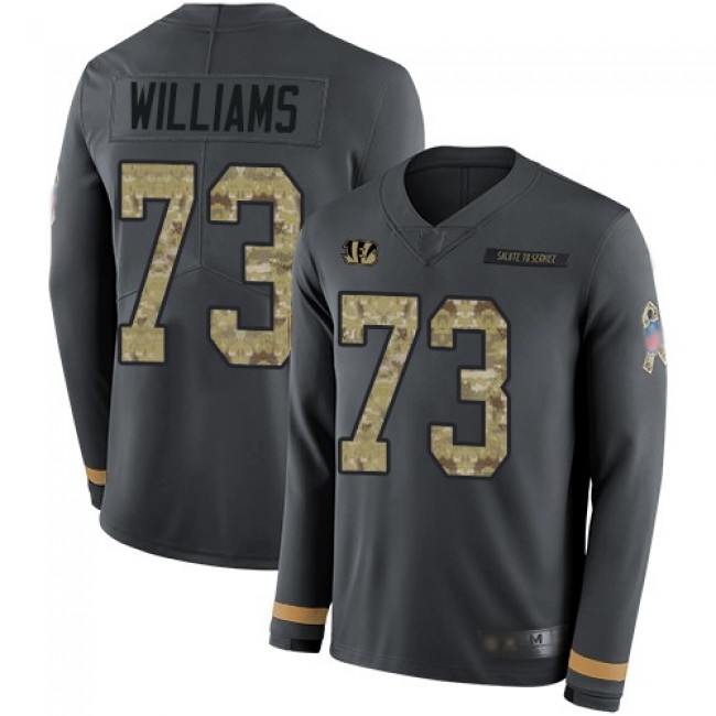 Nike Bengals #73 Jonah Williams Anthracite Salute to Service Men's Stitched NFL Limited Therma Long Sleeve Jersey