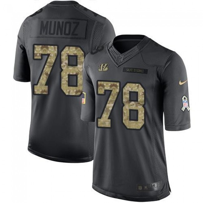 Nike Bengals #78 Anthony Munoz Black Men's Stitched NFL Limited 2016 Salute to Service Jersey