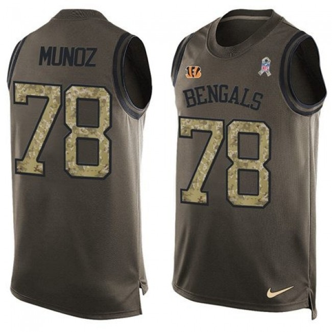 Nike Bengals #78 Anthony Munoz Green Men's Stitched NFL Limited Salute To Service Tank Top Jersey
