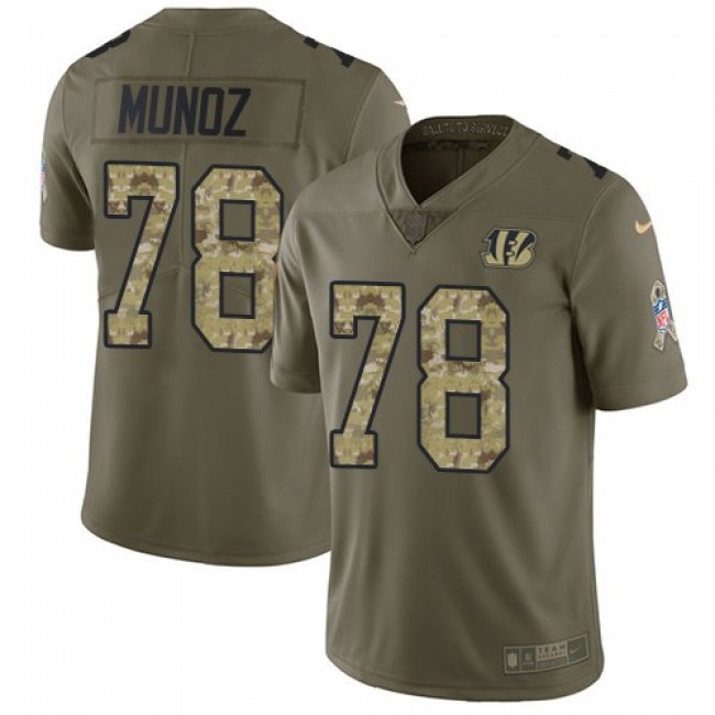 Nike Bengals #78 Anthony Munoz Olive/Camo Men's Stitched NFL Limited 2017 Salute To Service Jersey