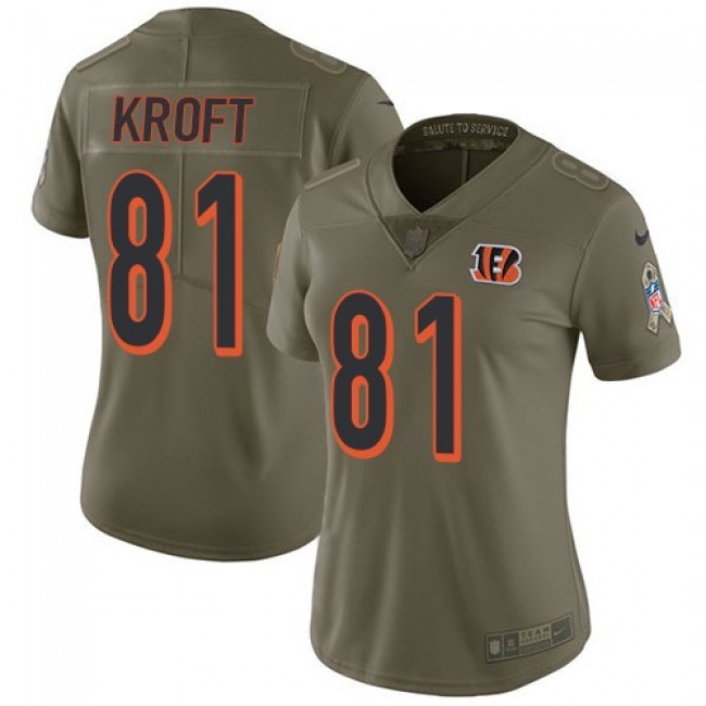 Women's Bengals #81 Tyler Kroft Olive Stitched NFL Limited 2017 Salute to Service Jersey