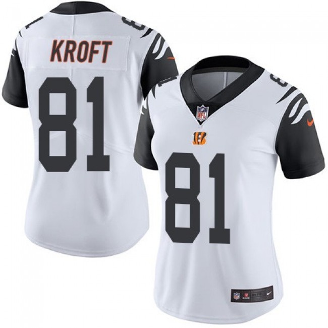 Women's Bengals #81 Tyler Kroft White Stitched NFL Limited Rush Jersey