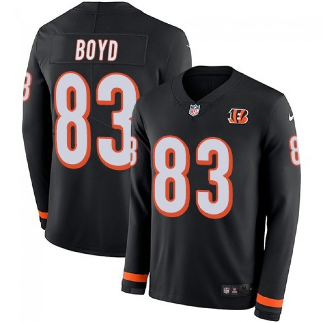Nike Bengals #83 Tyler Boyd Black Team Color Men's Stitched NFL Limited Therma Long Sleeve Jersey