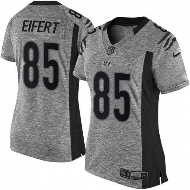 Women's Bengals #85 Tyler Eifert Gray Stitched NFL Limited Gridiron Gray Jersey