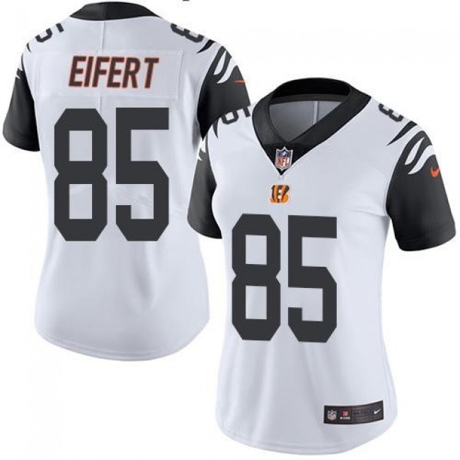 Women's Bengals #85 Tyler Eifert White Stitched NFL Limited Rush Jersey