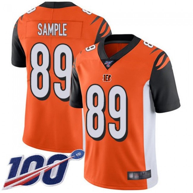 Nike Bengals #89 Drew Sample Orange Alternate Men's Stitched NFL 100th Season Vapor Limited Jersey