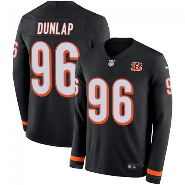 Nike Bengals #96 Carlos Dunlap Black Team Color Men's Stitched NFL Limited Therma Long Sleeve Jersey