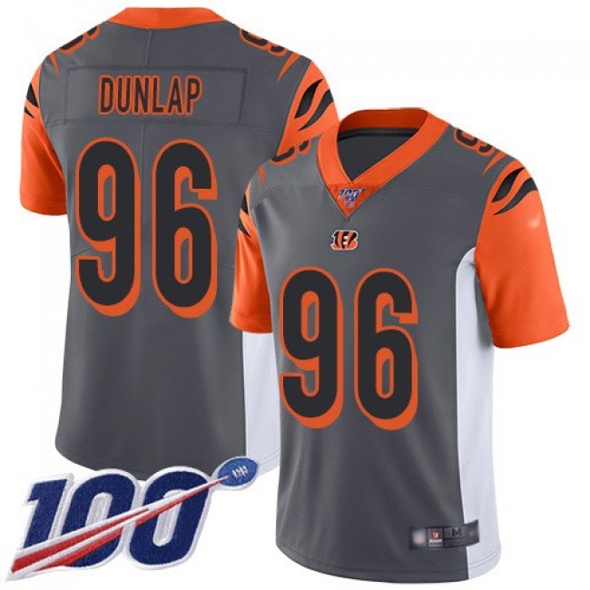 Nike Bengals #96 Carlos Dunlap Silver Men's Stitched NFL Limited Inverted Legend 100th Season Jersey