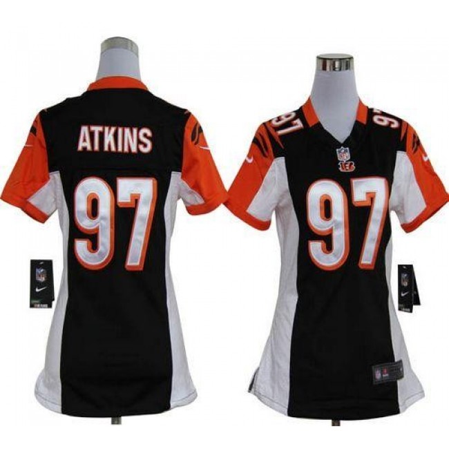 Women's Bengals #97 Geno Atkins Black Team Color Stitched NFL Elite Jersey