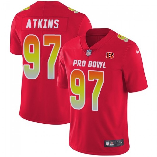 Cincinnati Bengals #97 Geno Atkins Red Youth Stitched NFL Limited AFC 2018 Pro Bowl Jersey