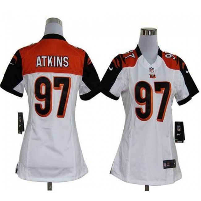 Women's Bengals #97 Geno Atkins White Stitched NFL Elite Jersey
