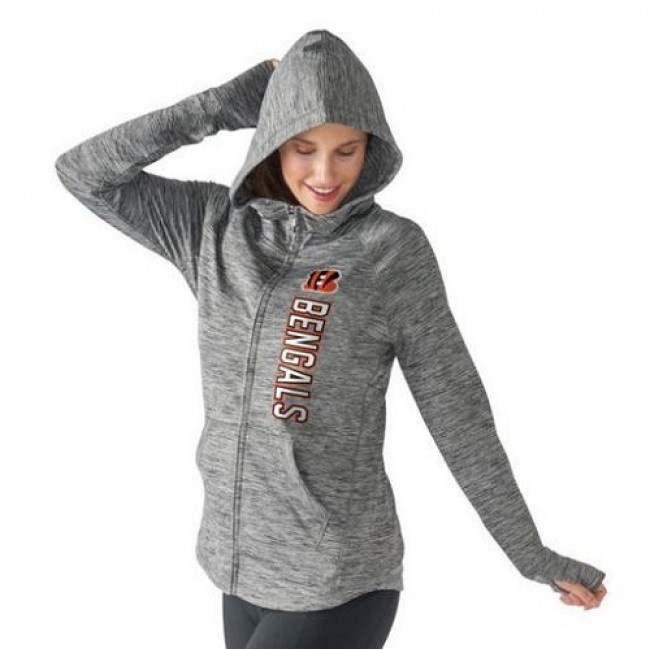 Women's NFL Cincinnati Bengals G-III 4Her by Carl Banks Recovery Full-Zip Hoodie Heathered Gray Jersey