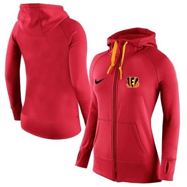 Women's Cincinnati Bengals Full-Zip Hoodie Red Jersey