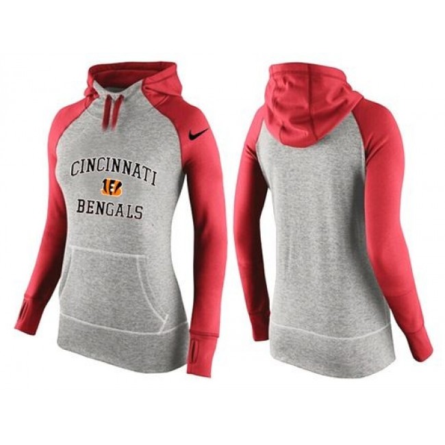 Women's Cincinnati Bengals Hoodie Grey Red-2 Jersey