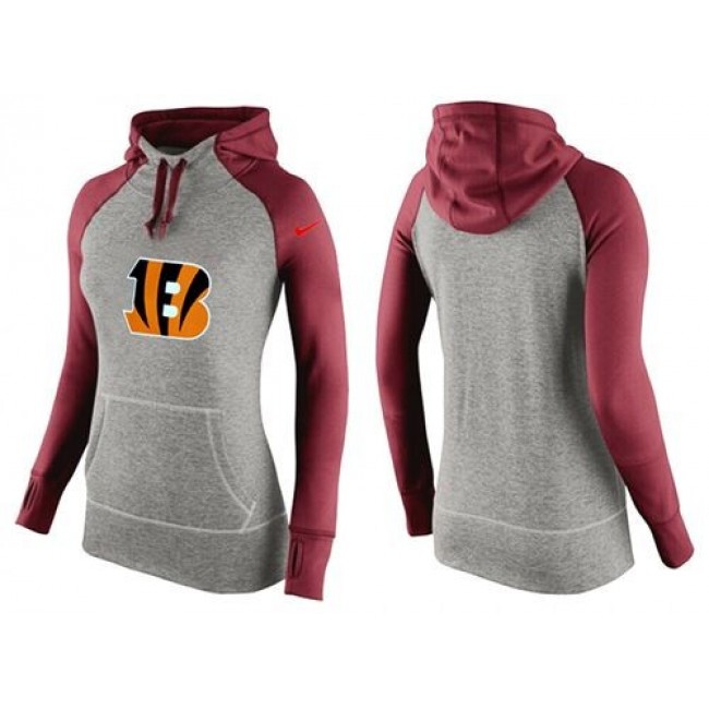 Women's Cincinnati Bengals Hoodie Grey Red-3 Jersey