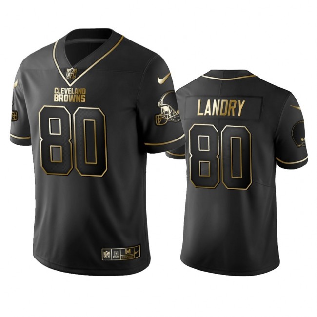 Browns #80 Jarvis Landry Men's Stitched NFL Vapor Untouchable Limited Black Golden Jersey
