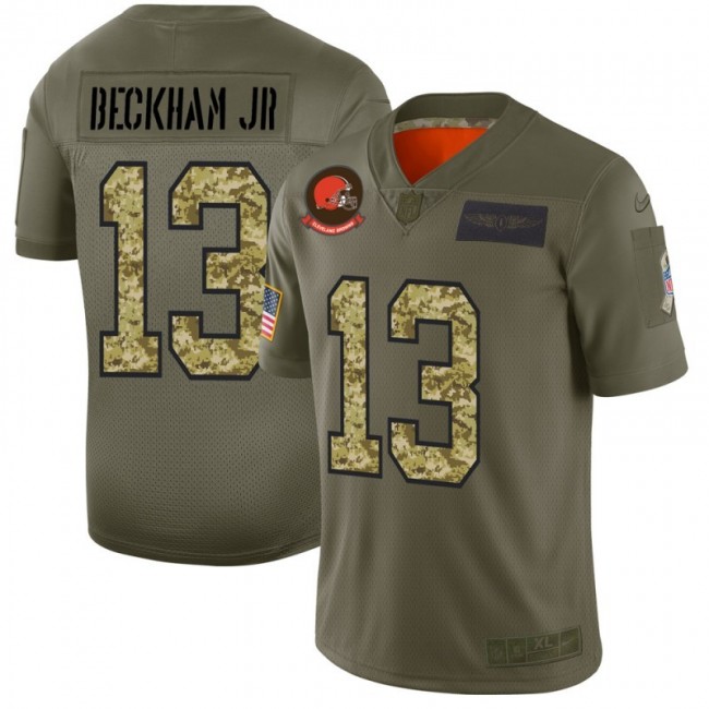 Cleveland Browns #13 Odell Beckham Jr. Men's Nike 2019 Olive Camo Salute To Service Limited NFL Jersey