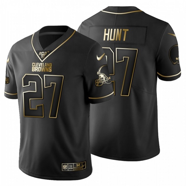 Cleveland Browns #27 Kareem Hunt Men's Nike Black Golden Limited NFL 100 Jersey