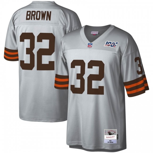 Cleveland Browns #32 Jim Brown Mitchell & Ness NFL 100 Retired Player Platinum Jersey