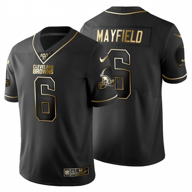 Cleveland Browns #6 Baker Mayfield Men's Nike Black Golden Limited NFL 100 Jersey