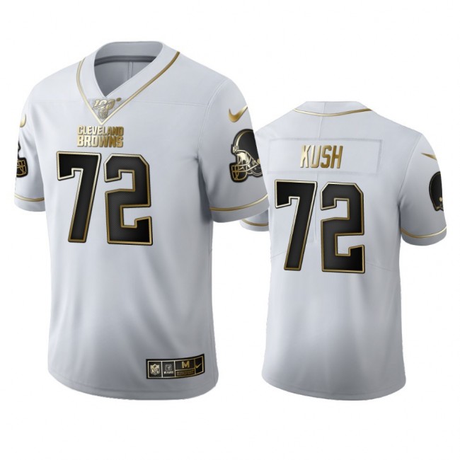 Cleveland Browns #72 Eric Kush Men's Nike White Golden Edition Vapor Limited NFL 100 Jersey