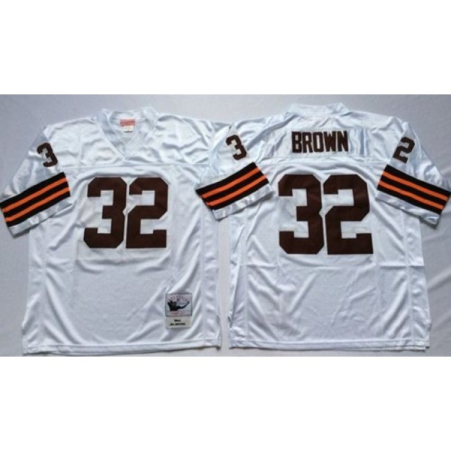 Mitchell And Ness 1963 Browns #32 Jim Brown White Throwback Stitched NFL Jersey