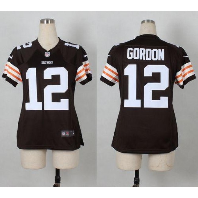 Women's Browns #12 Josh Gordon Brown Team Color Stitched NFL Elite Jersey