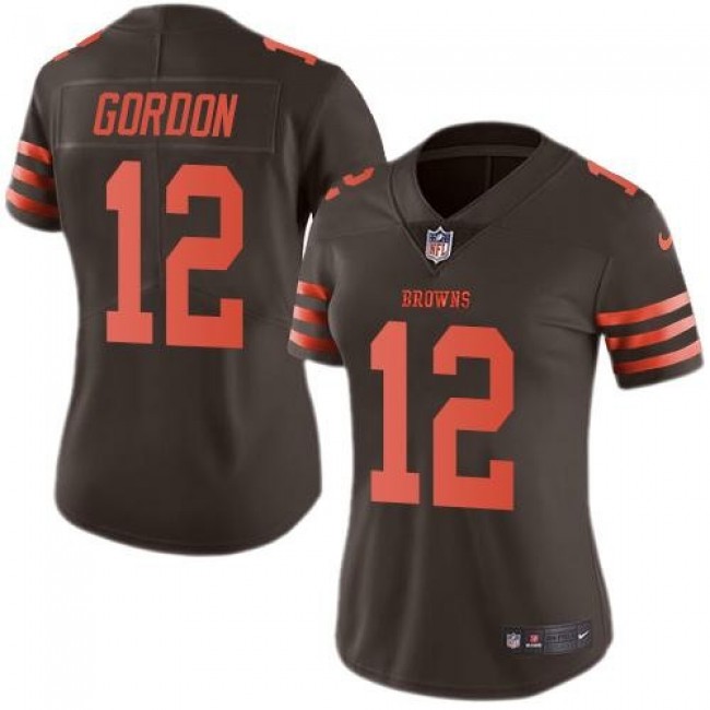 Women's Browns #12 Josh Gordon Brown Stitched NFL Limited Rush Jersey
