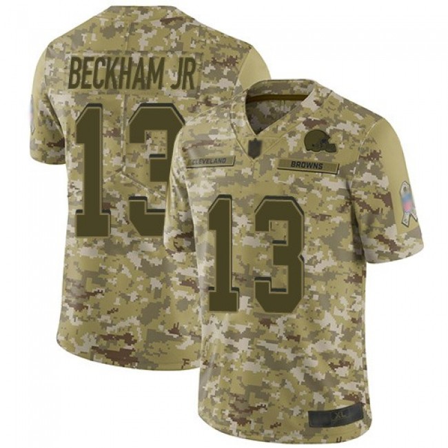 Nike Browns #13 Odell Beckham Jr Camo Men's Stitched NFL Limited 2018 Salute To Service Jersey