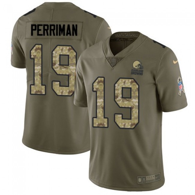 Nike Browns #19 Breshad Perriman Olive/Camo Men's Stitched NFL Limited 2017 Salute To Service Jersey