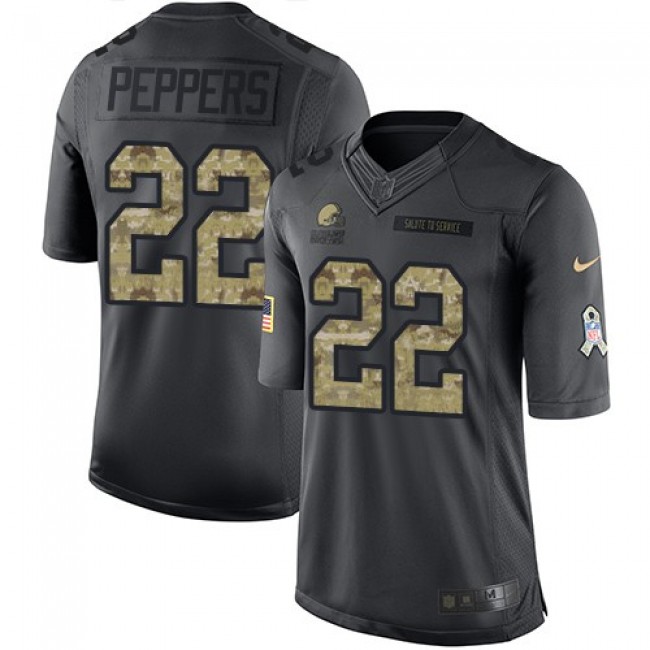 Cleveland Browns #22 Jabrill Peppers Black Youth Stitched NFL Limited 2016 Salute to Service Jersey