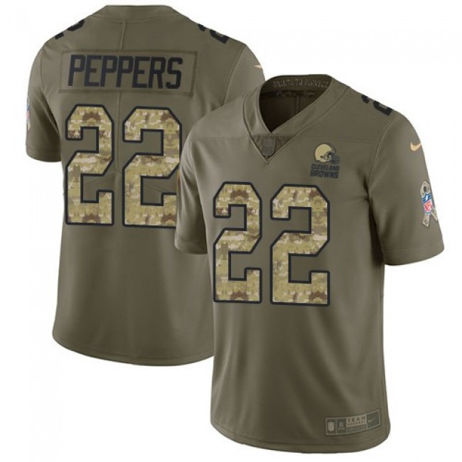 Cleveland Browns #22 Jabrill Peppers Olive-Camo Youth Stitched NFL Limited 2017 Salute to Service Jersey