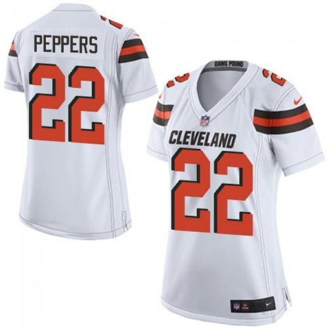 Women's Browns #22 Jabrill Peppers White Stitched NFL New Elite Jersey
