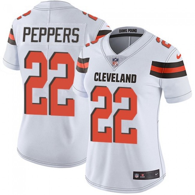 Women's Browns #22 Jabrill Peppers White Stitched NFL Vapor Untouchable Limited Jersey