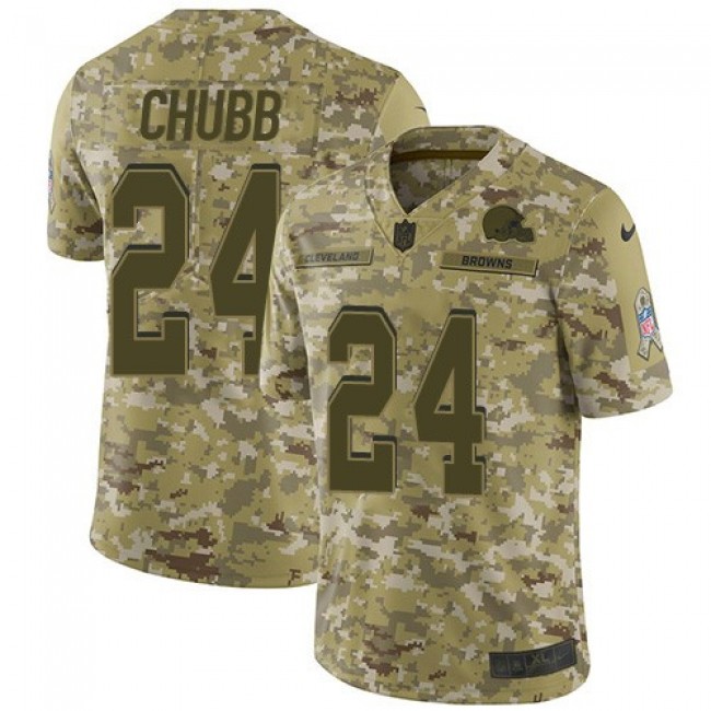 Nike Browns #24 Nick Chubb Camo Men's Stitched NFL Limited 2018 Salute To Service Jersey
