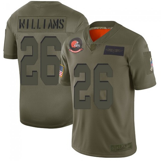 Nike Browns #26 Greedy Williams Camo Men's Stitched NFL Limited 2019 Salute To Service Jersey