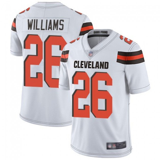 Nike Browns #26 Greedy Williams White Men's Stitched NFL Vapor Untouchable Limited Jersey