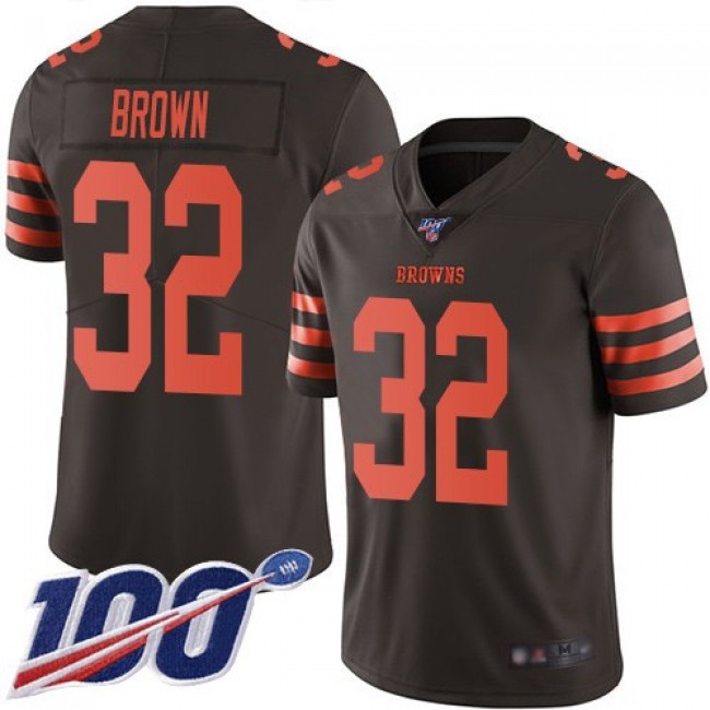 Nike Browns #32 Jim Brown Brown Men's Stitched NFL Limited Rush 100th Season Jersey