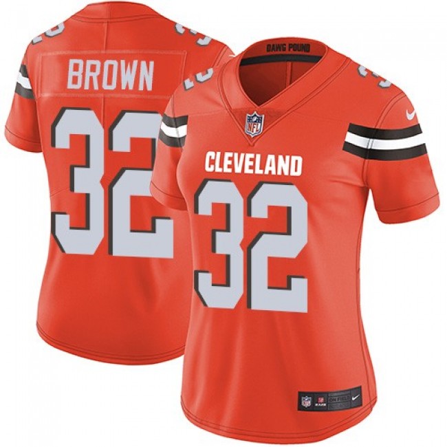 Women's Browns #32 Jim Brown Orange Alternate Stitched NFL Vapor Untouchable Limited Jersey