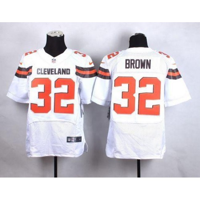 Nike Browns #32 Jim Brown White Men's Stitched NFL New Elite Jersey