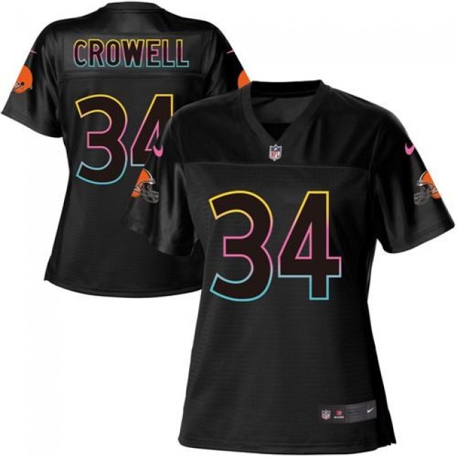Women's Browns #34 Isaiah Crowell Black NFL Game Jersey