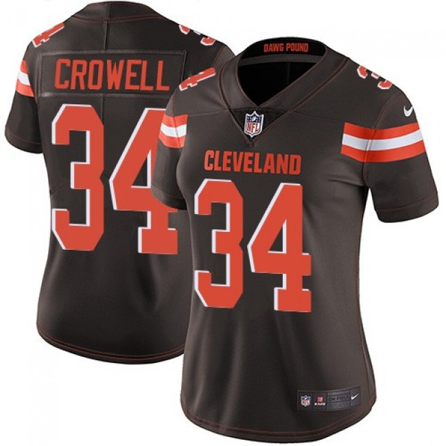 Women's Browns #34 Isaiah Crowell Brown Team Color Stitched NFL Vapor Untouchable Limited Jersey