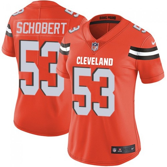 Women's Browns #53 Joe Schobert Orange Alternate Stitched NFL Vapor Untouchable Limited Jersey